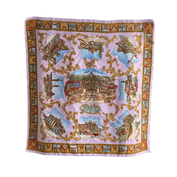 VTG ROMA Italia Scarf Square Rome Italy Landmark Tourist Attractions Souvenir - Picture 11 of 12